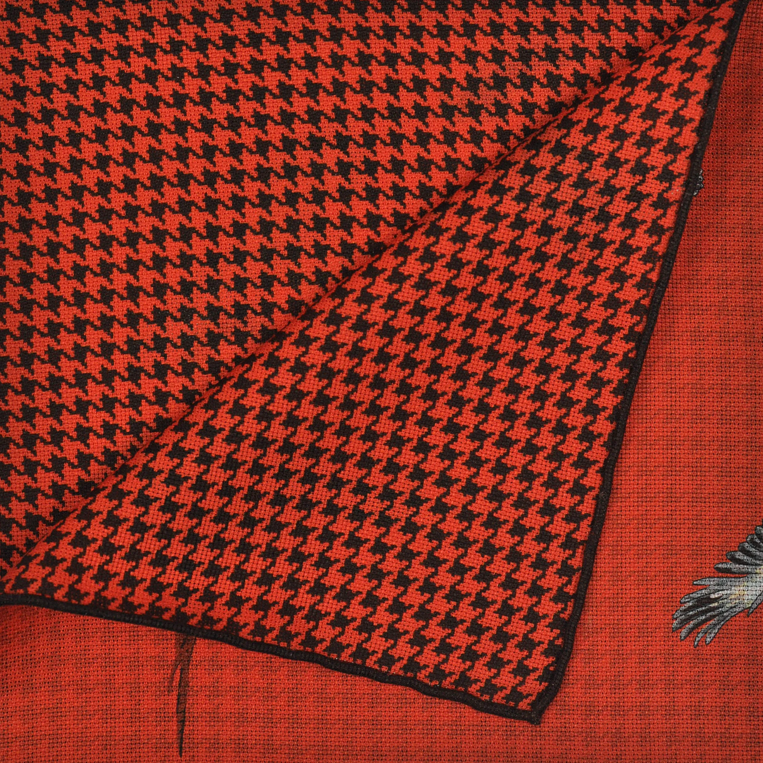 Ducks & Pheasants Reversible Panama Silk Pocket Square in Orange & Midnight Blue