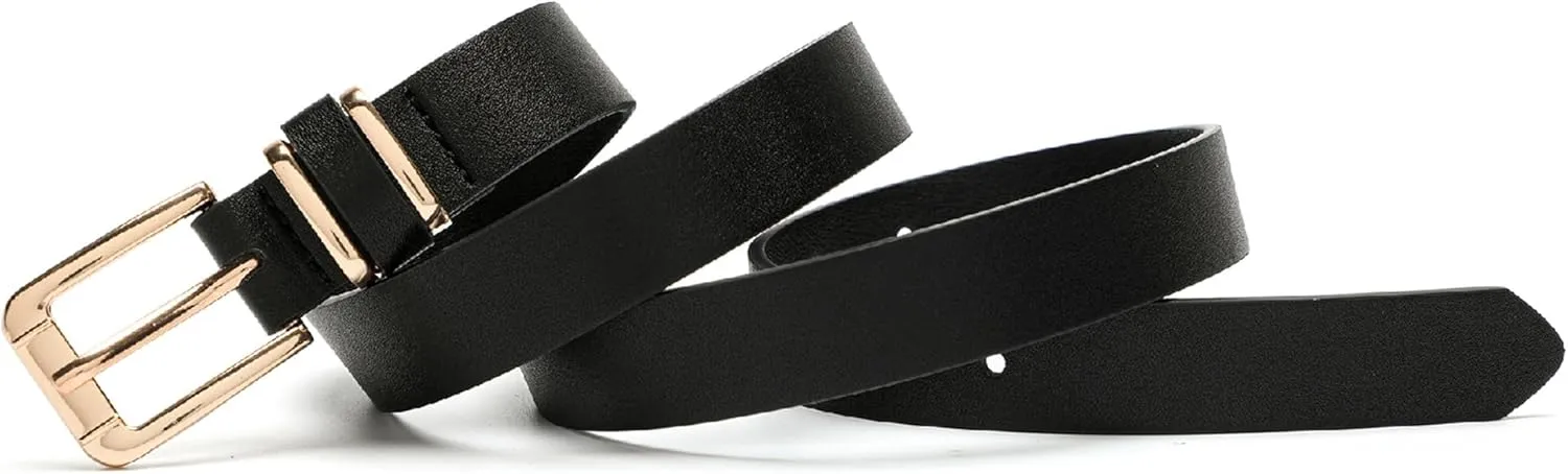 Earnda Women's Skinny Waist Belts for Jeans Dress, PU Leather Pin Buckle Thin Belt