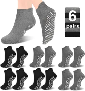 ELUTONG Unisex Non Slip Socks for Yoga,Pilates,Workout,Home,Hospital Ankle Cotton Anti Skid Grip Socks for Adults Men Women