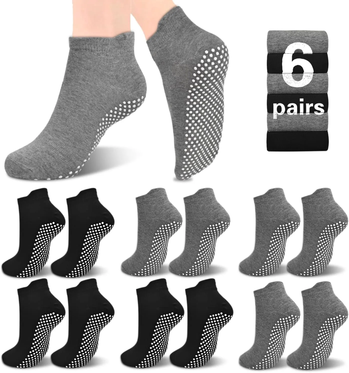 ELUTONG Unisex Non Slip Socks for Yoga,Pilates,Workout,Home,Hospital Ankle Cotton Anti Skid Grip Socks for Adults Men Women