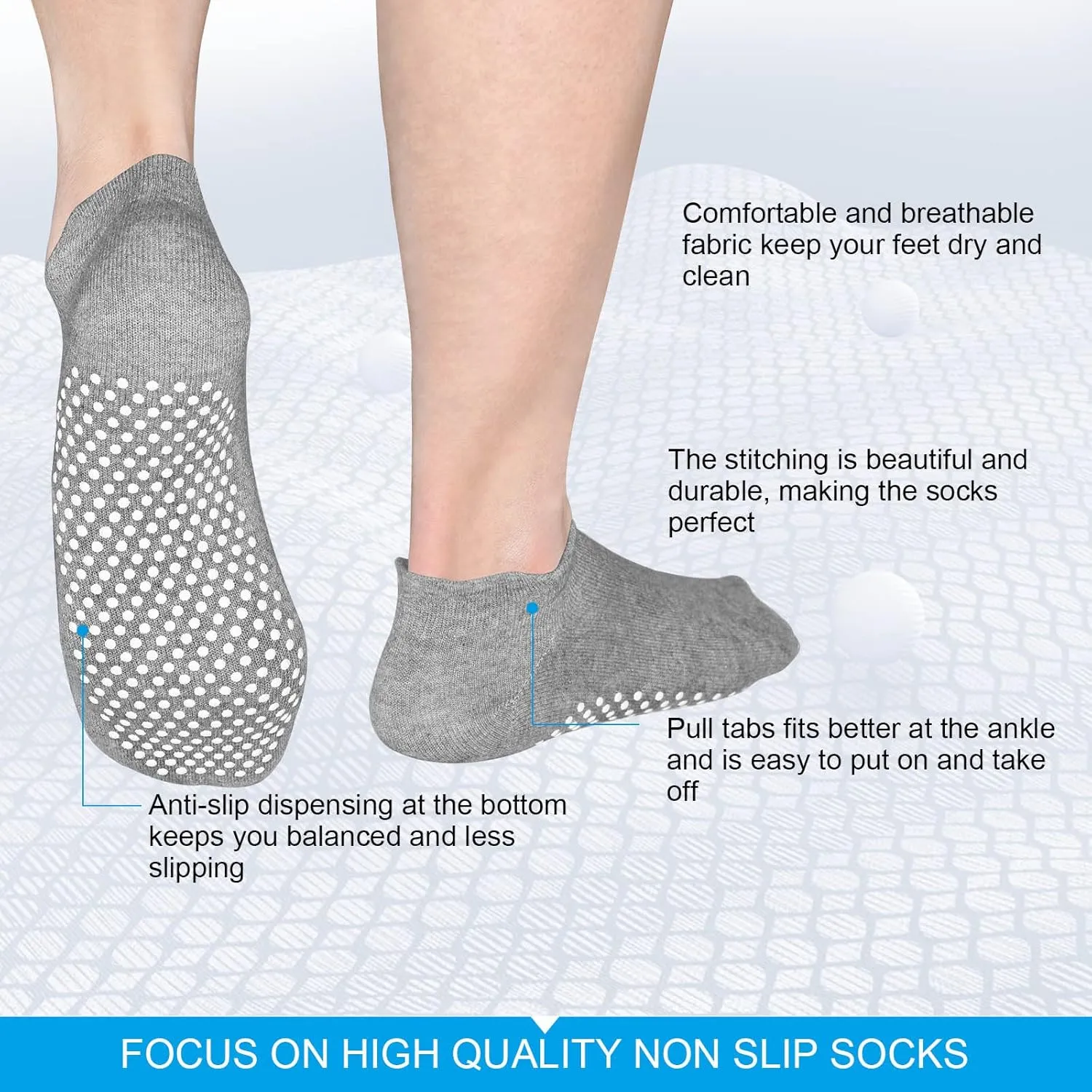 ELUTONG Unisex Non Slip Socks for Yoga,Pilates,Workout,Home,Hospital Ankle Cotton Anti Skid Grip Socks for Adults Men Women