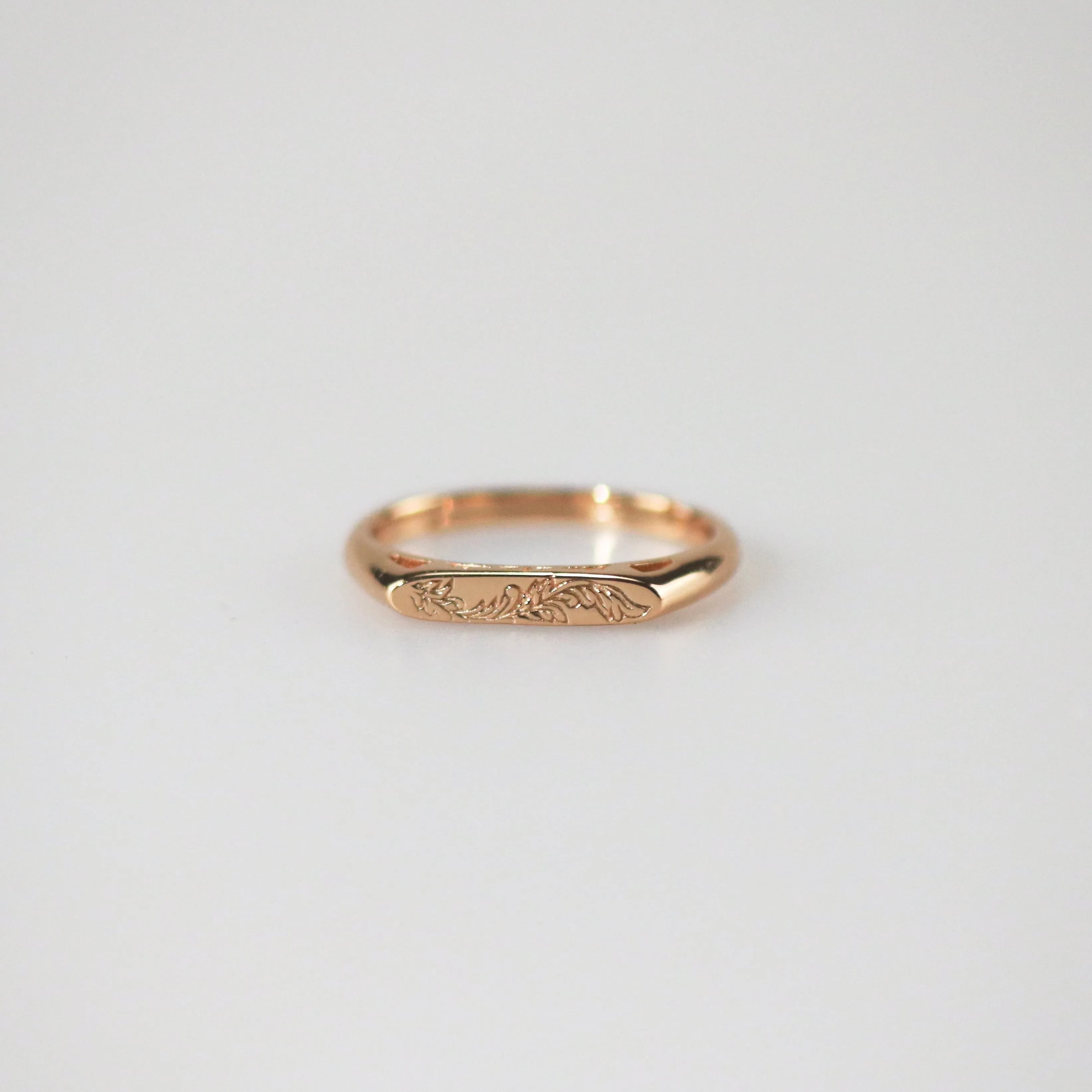 Engraved Feather Ring