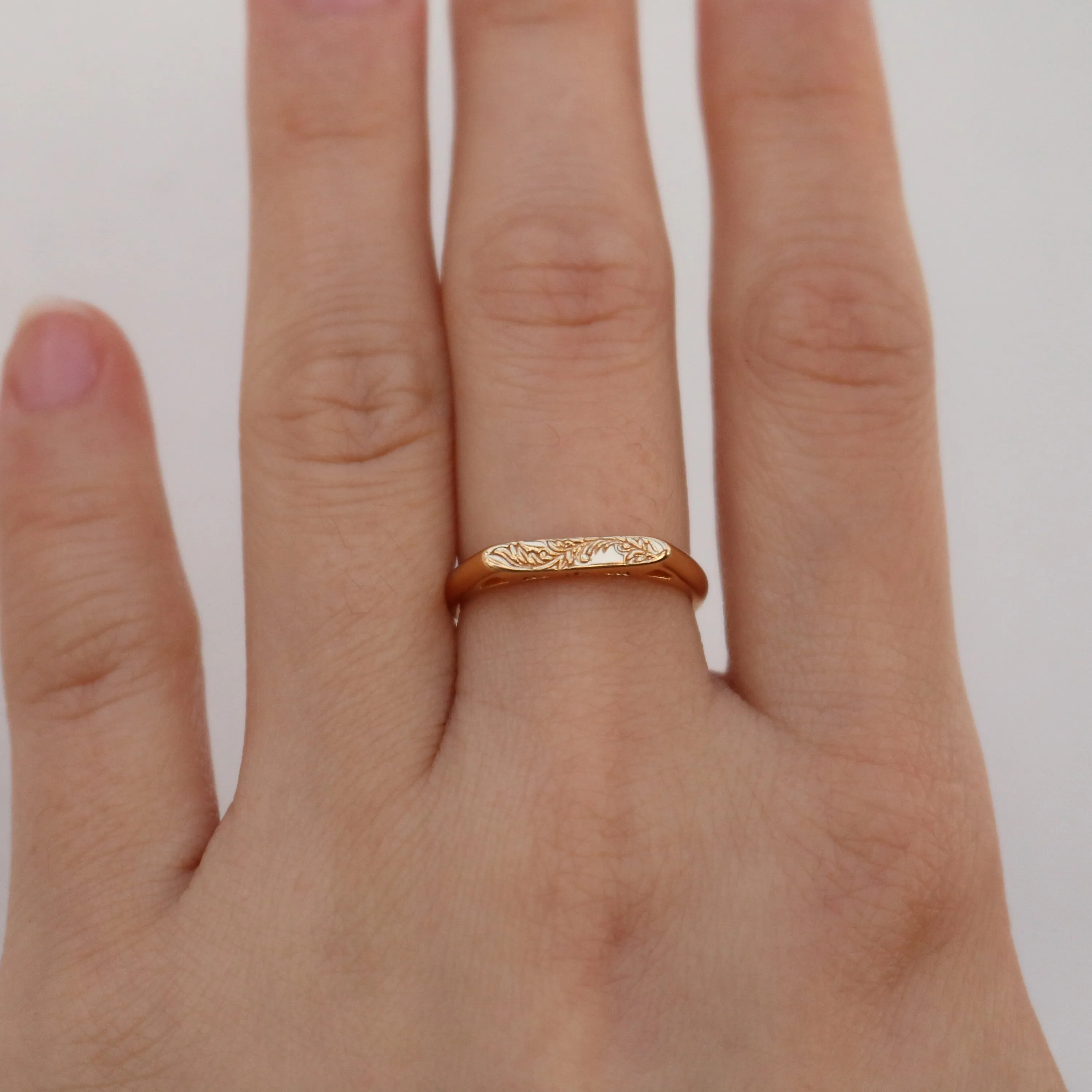 Engraved Feather Ring