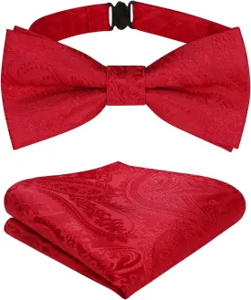 Enlision Bow Ties for Boys Pre Tied Toddler Bow Tie Adjustable Silk Kids Bowtie with Pocket Square Set For Wedding Party
