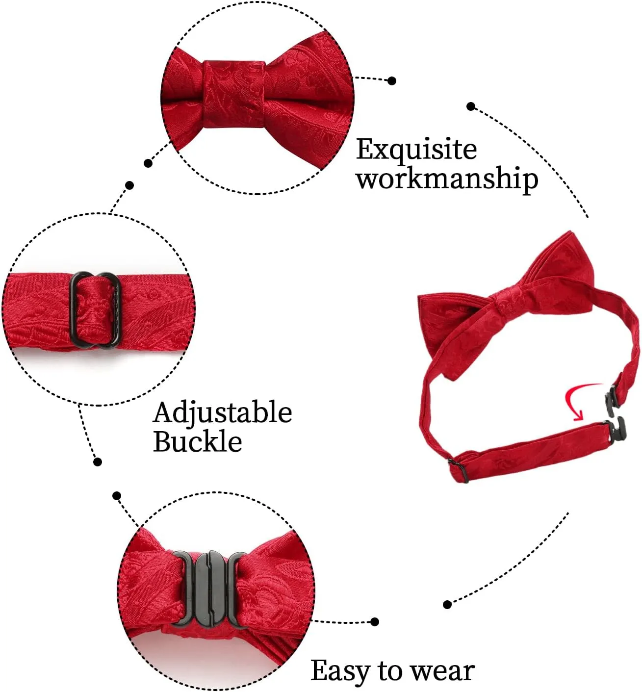 Enlision Bow Ties for Boys Pre Tied Toddler Bow Tie Adjustable Silk Kids Bowtie with Pocket Square Set For Wedding Party