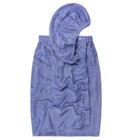 Extra Plush Bath Wrap   Hair Turban Set - Periwinkle Blue