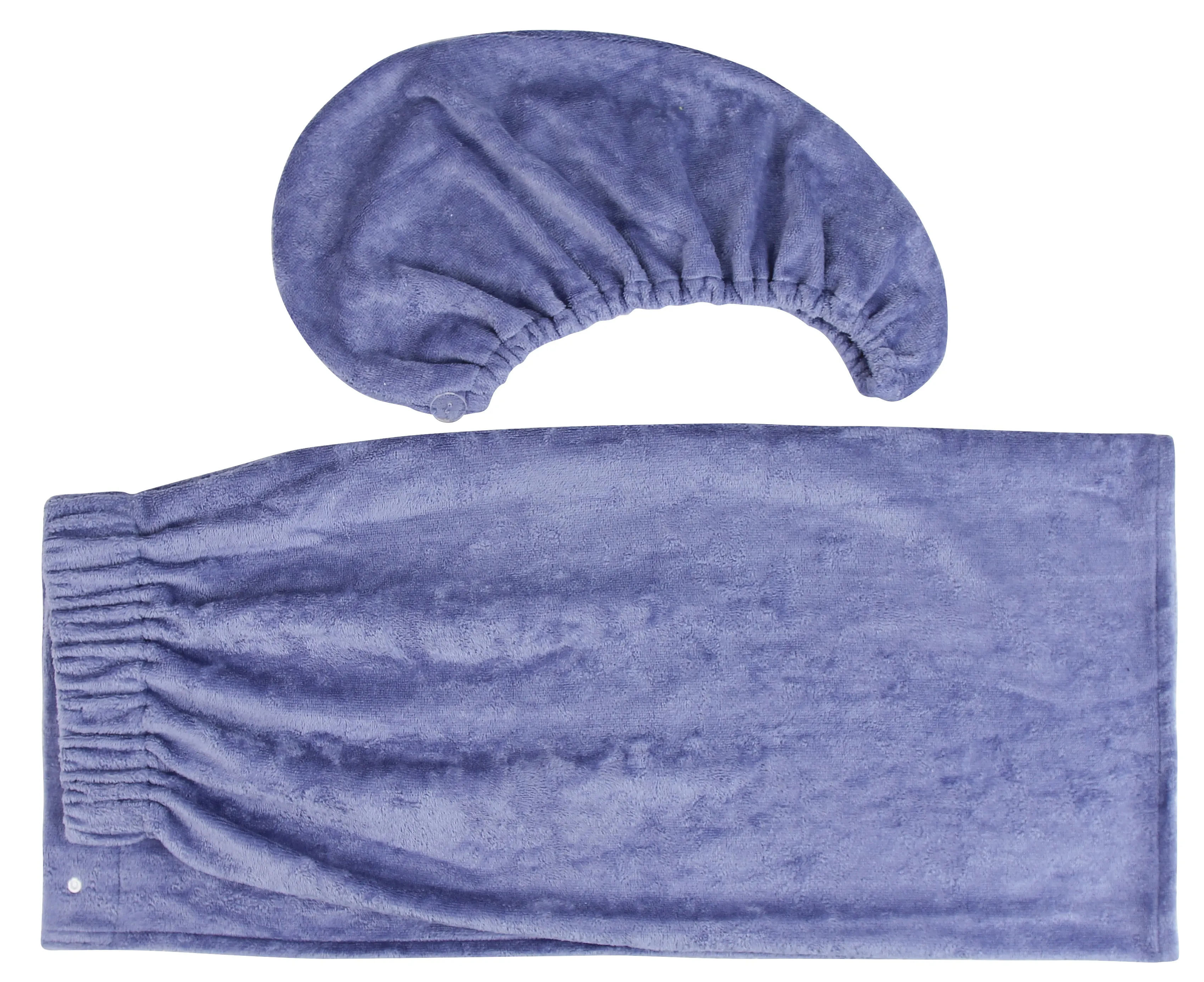 Extra Plush Bath Wrap   Hair Turban Set - Periwinkle Blue