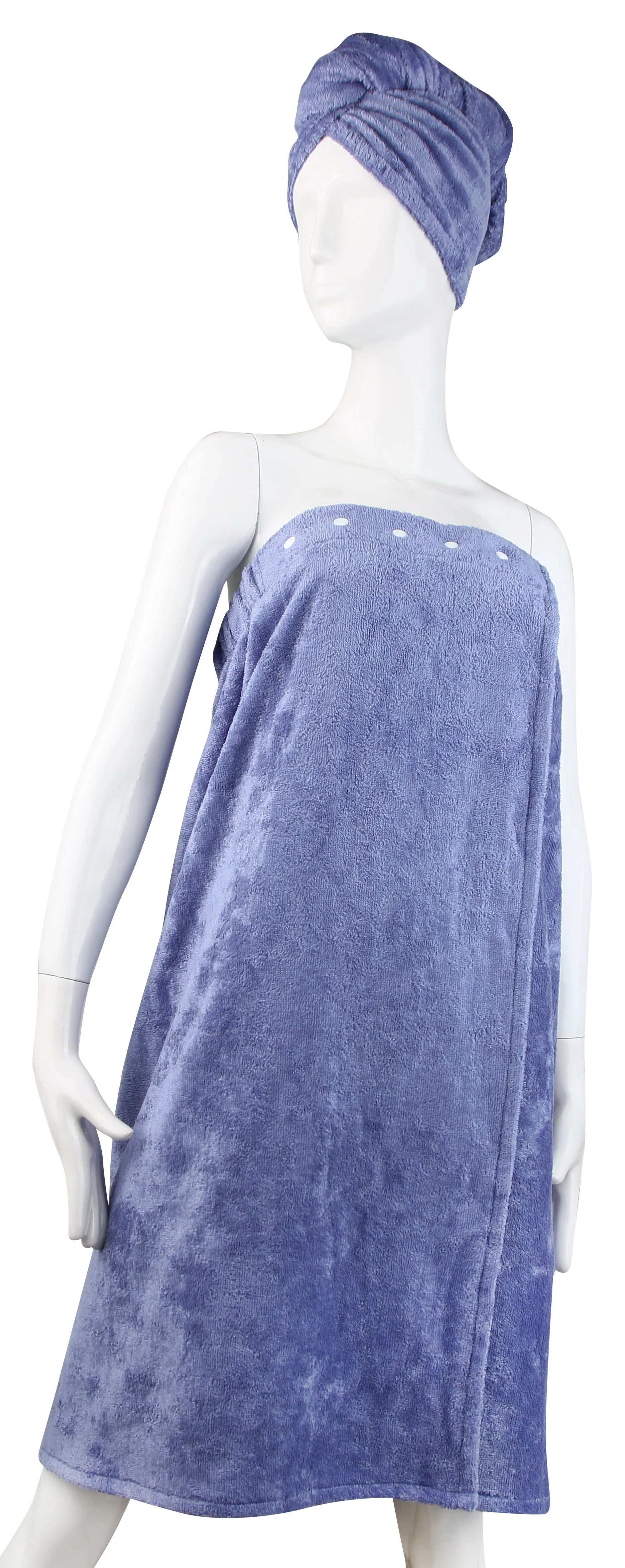 Extra Plush Bath Wrap   Hair Turban Set - Periwinkle Blue