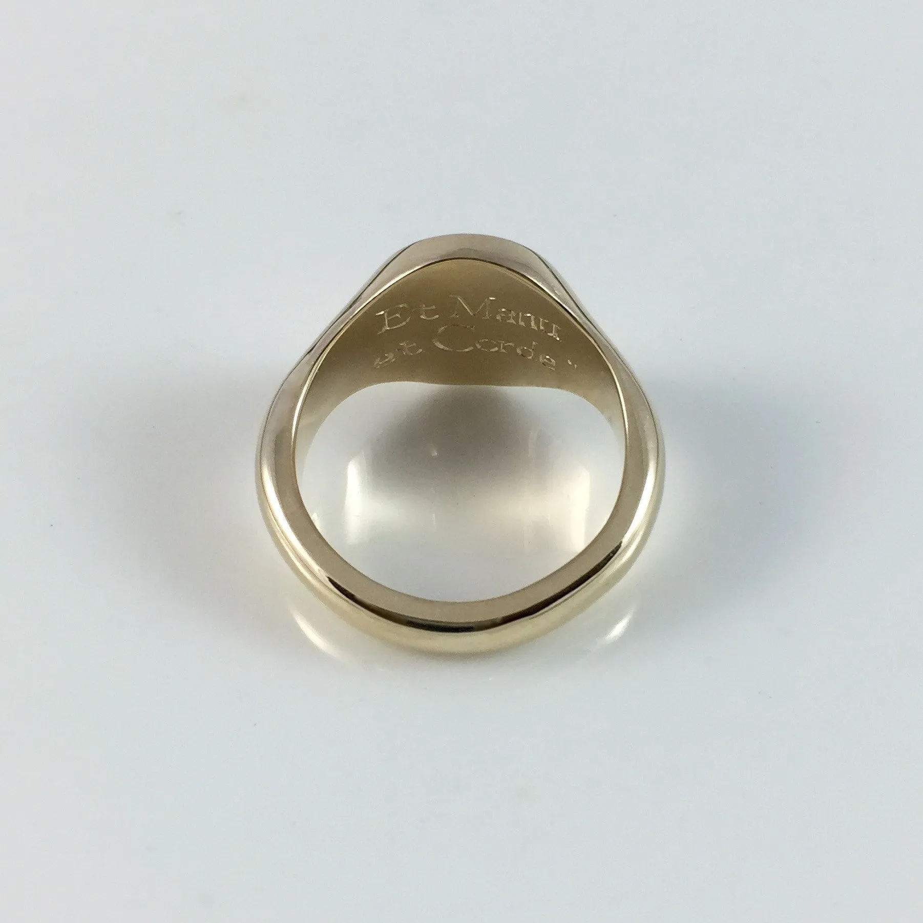 Family Coat of Arms Surface Engraved 14mm x 12mm  -  9 Carat Yellow Gold Signet Ring