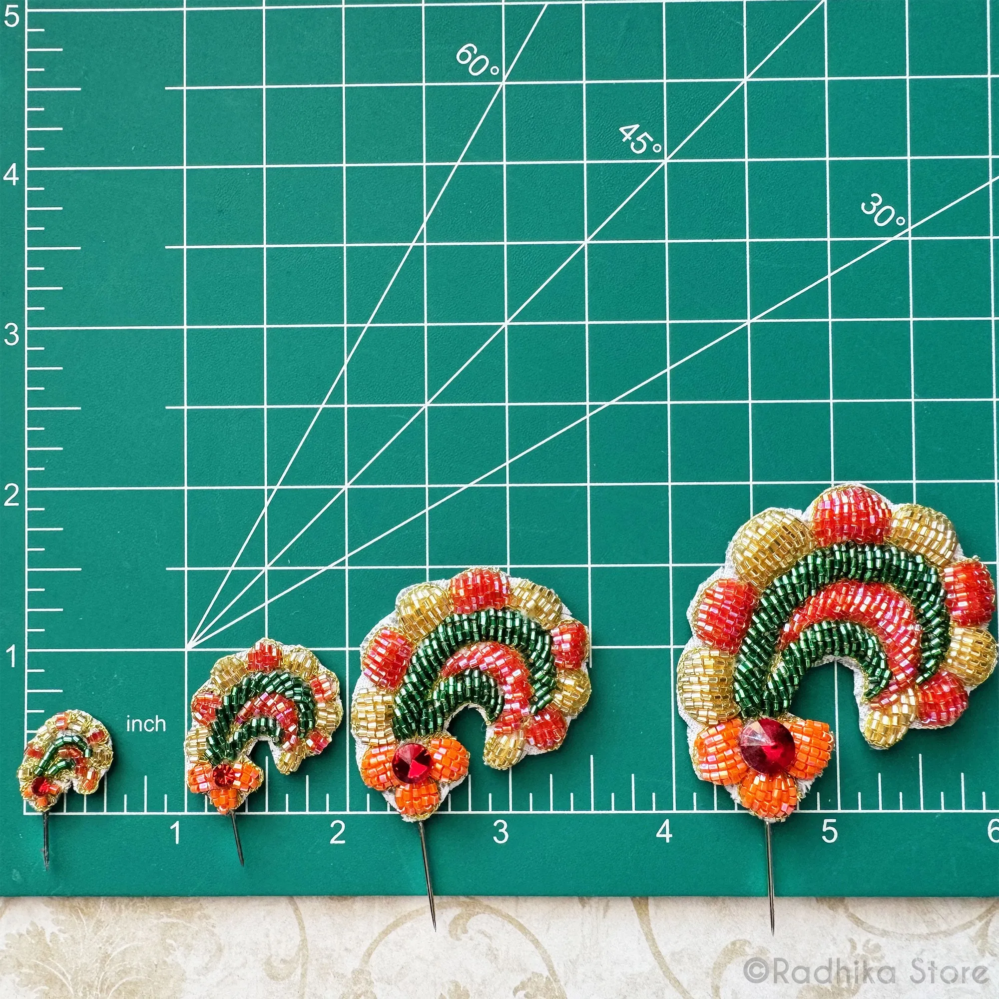 Festival Curls - Silver and Gold - Embroidery Turban Pins - Set of 2