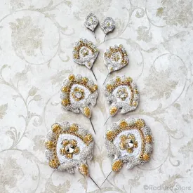 Festival Fan - Silver and Gold - Embroidery Turban Pins - Set of 2