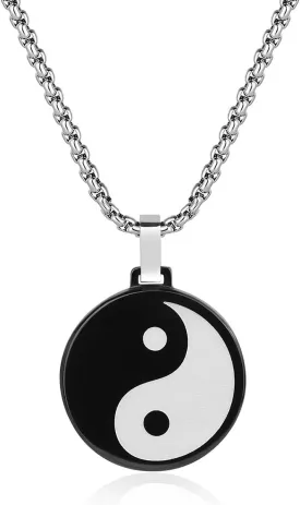 GAVU Shell Pearl and Black Onyx Necklace for Men, Yin Yang Pendant, Crystal Beaded