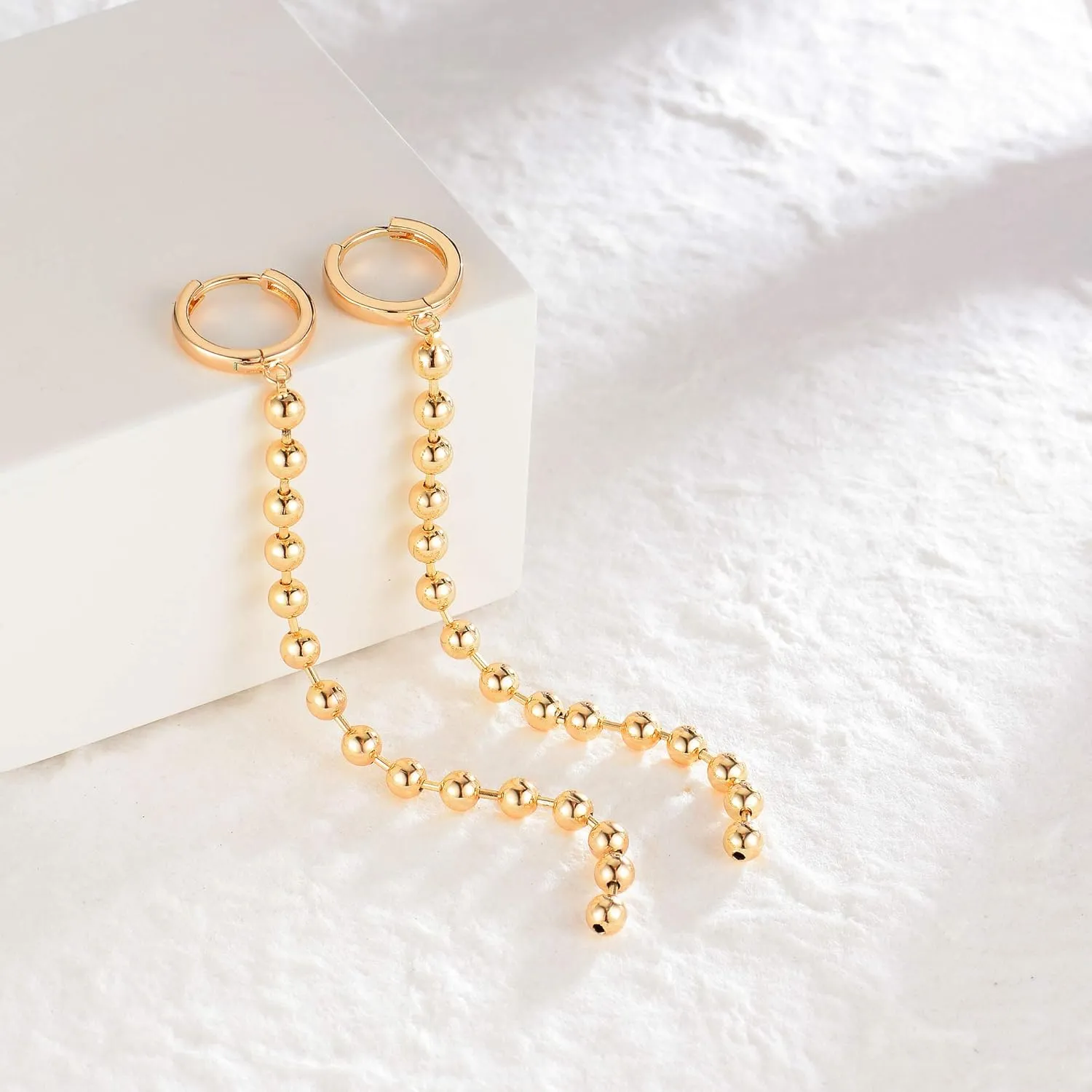 Gold Dainty Huggie Hoop Earrings 14K Gold Filled Simple Charm Evil Eye Earrings Open Drop Dangle Cross Coin Star Venice Snake Chain Hypoallergenic Tassel Earrings for Women