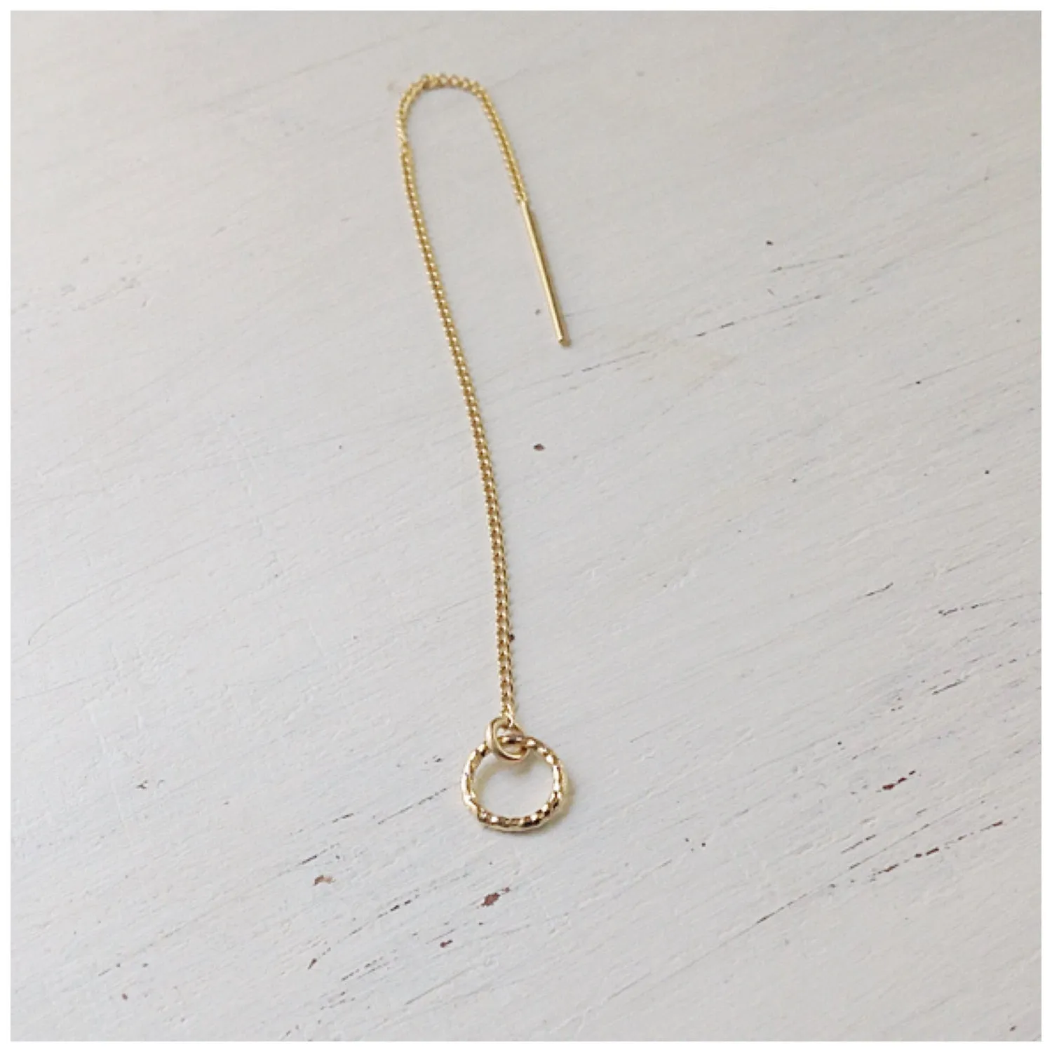 Gold dangle circle chain 14k gold filled earrings