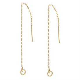 Gold dangle circle chain 14k gold filled earrings