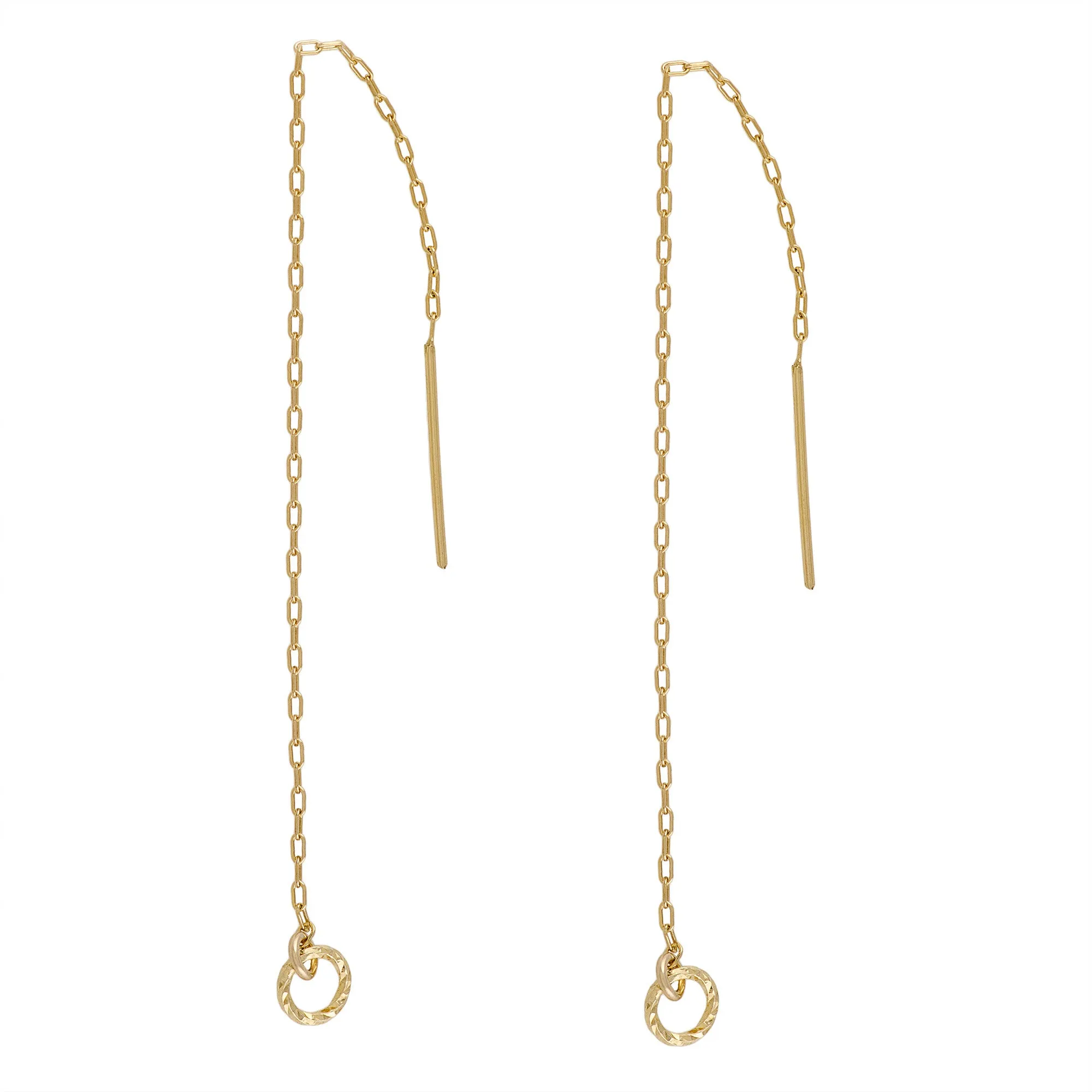 Gold dangle circle chain 14k gold filled earrings