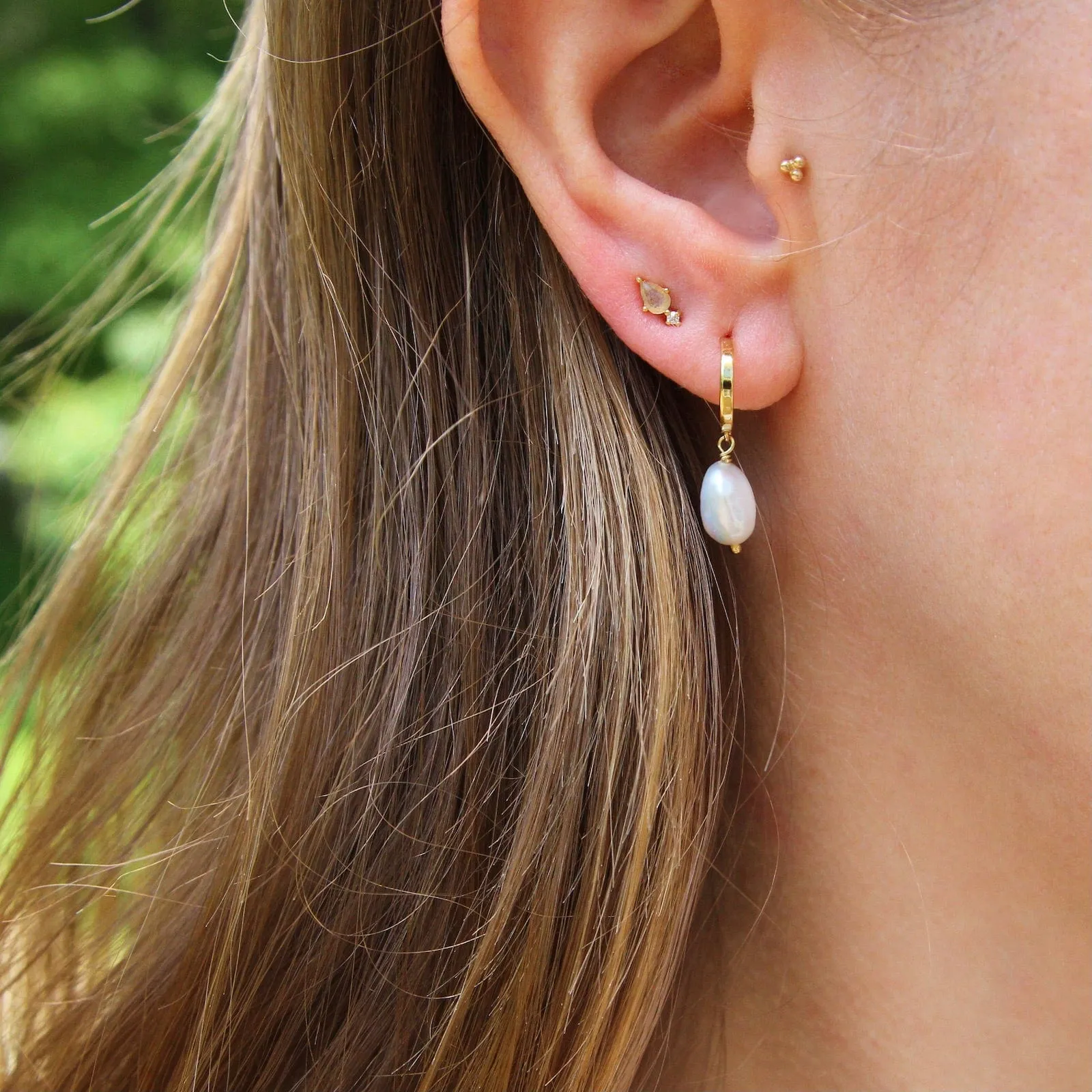 Gold Pearl Mini Hoop Earrings