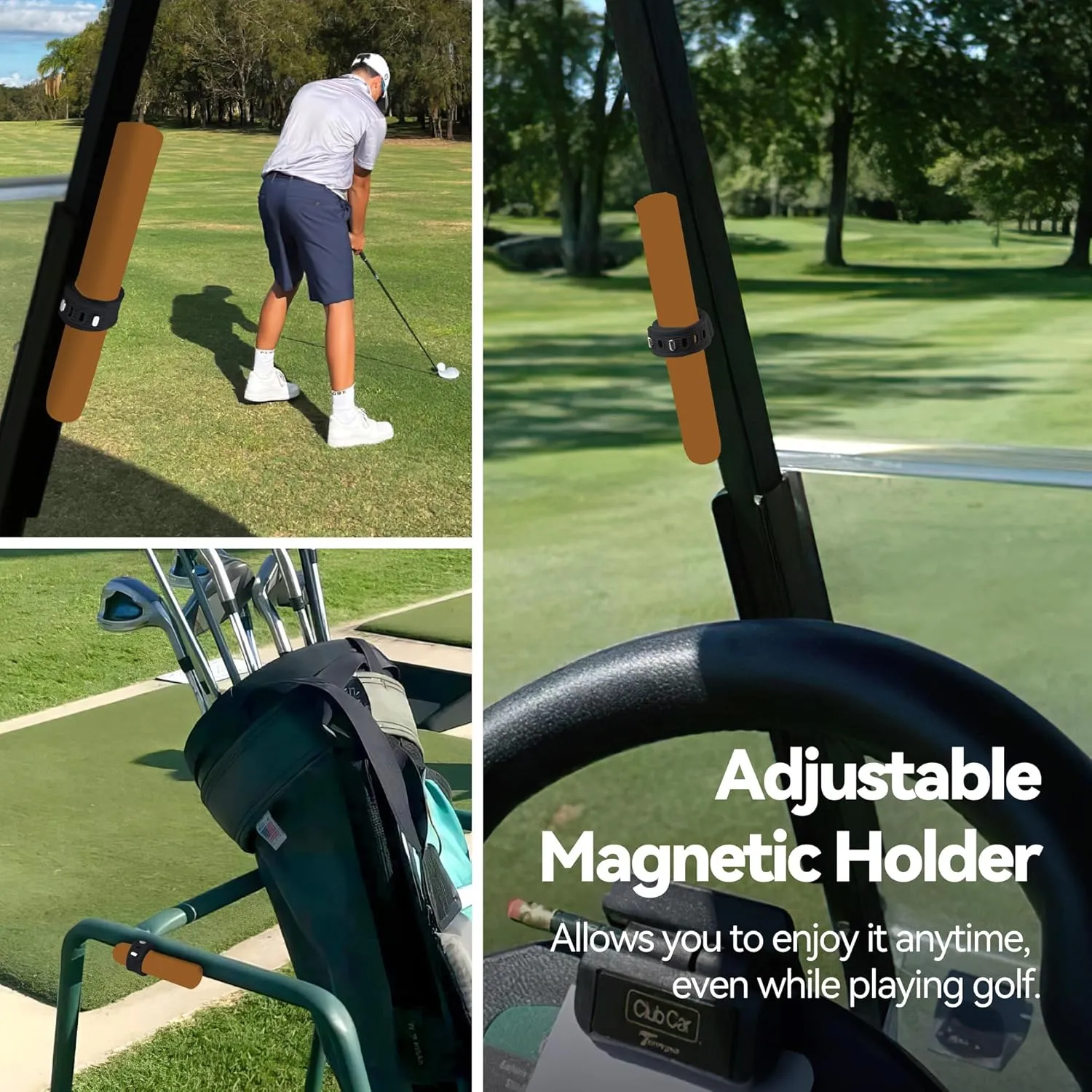 Golf Cart Accessories - Fits 38 to 60 Ring Gauge - Convenient Magnetic Holder with Magnetic and Adjustable Design - Fit for Golfing, Grilling, Fishing, Travel, and Outdoor Adventures