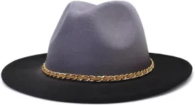 Gray Gradient Fedora with Chain