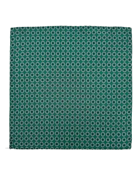 Green Circle Print Silk Pocket Square