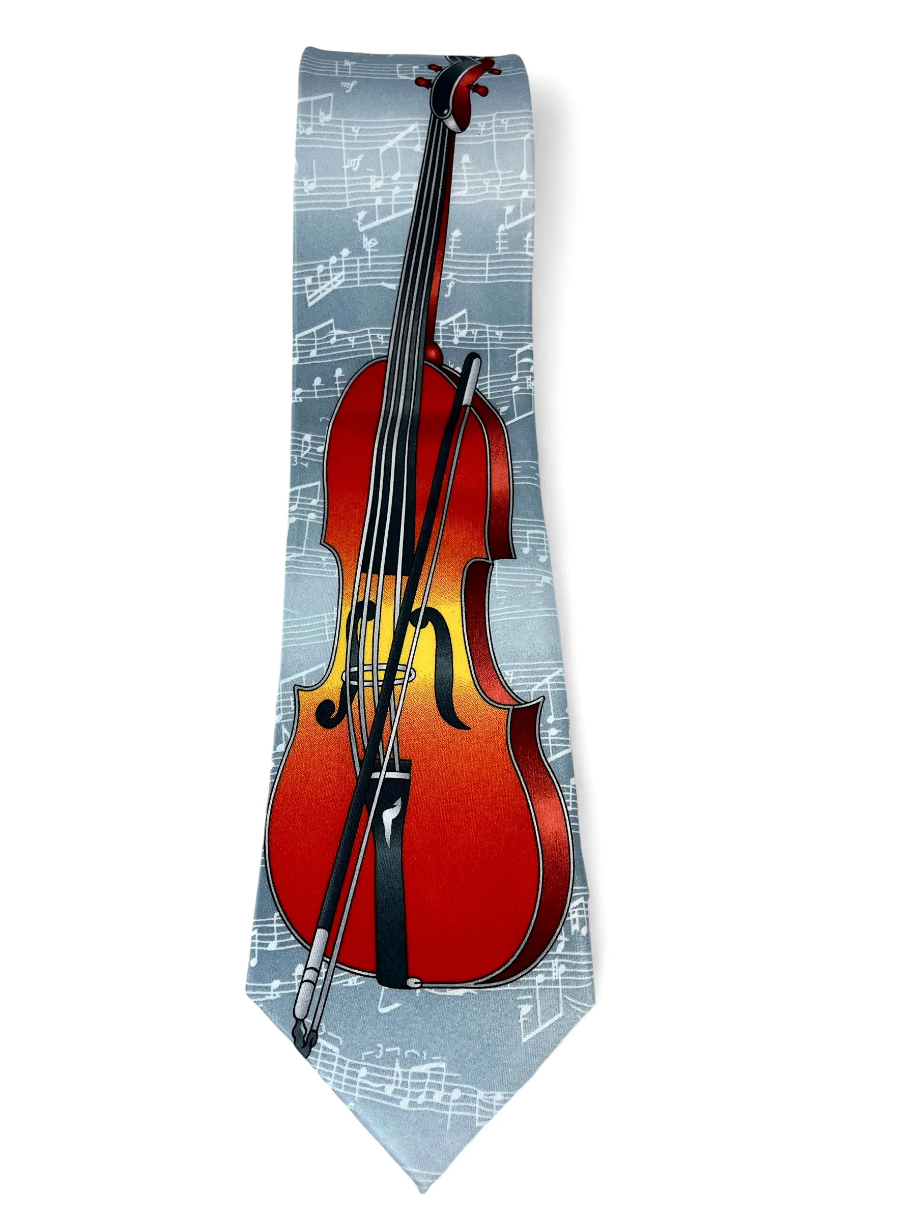 Grey and Red Cello Musical Necktie Set