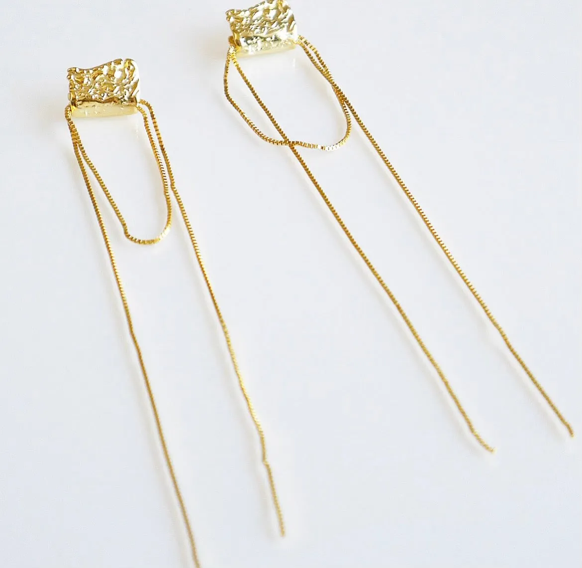 Hammered Statement Earrings, .925 Sterling Silver Double Tassel Knot Long Earrings
