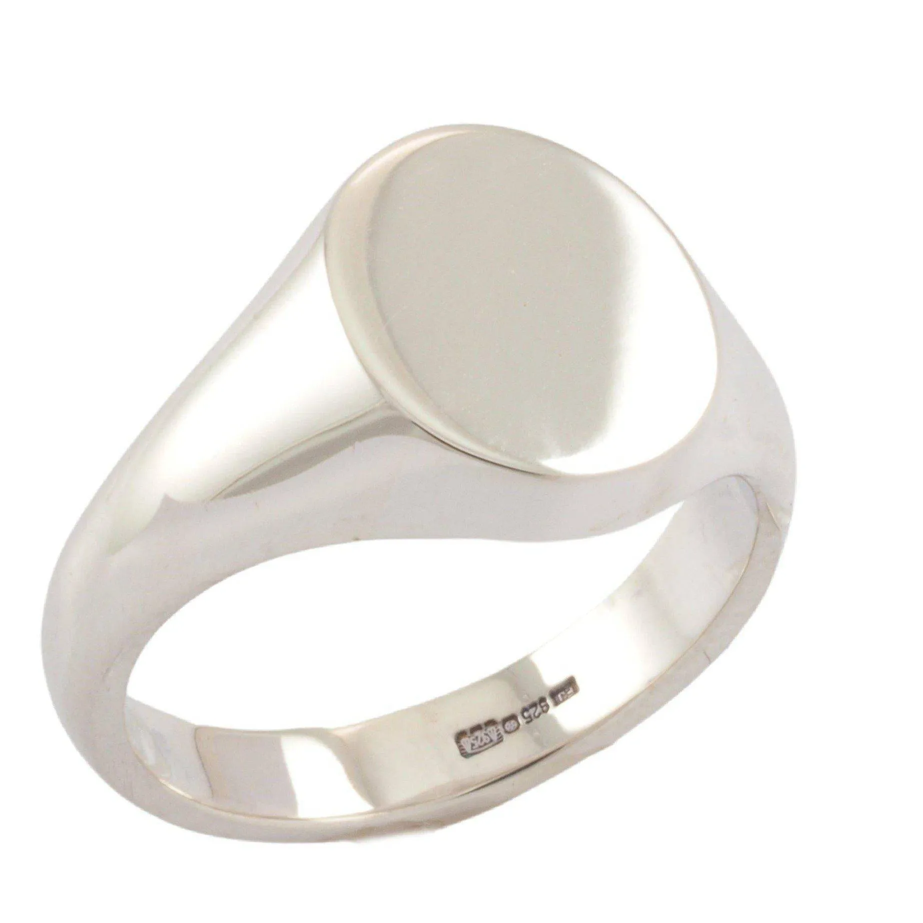 Hand Engraved Silver Oval 13 x 11mm Signet Ring