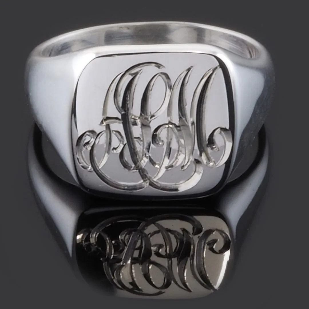 Hand Engraved Silver Signet Ring