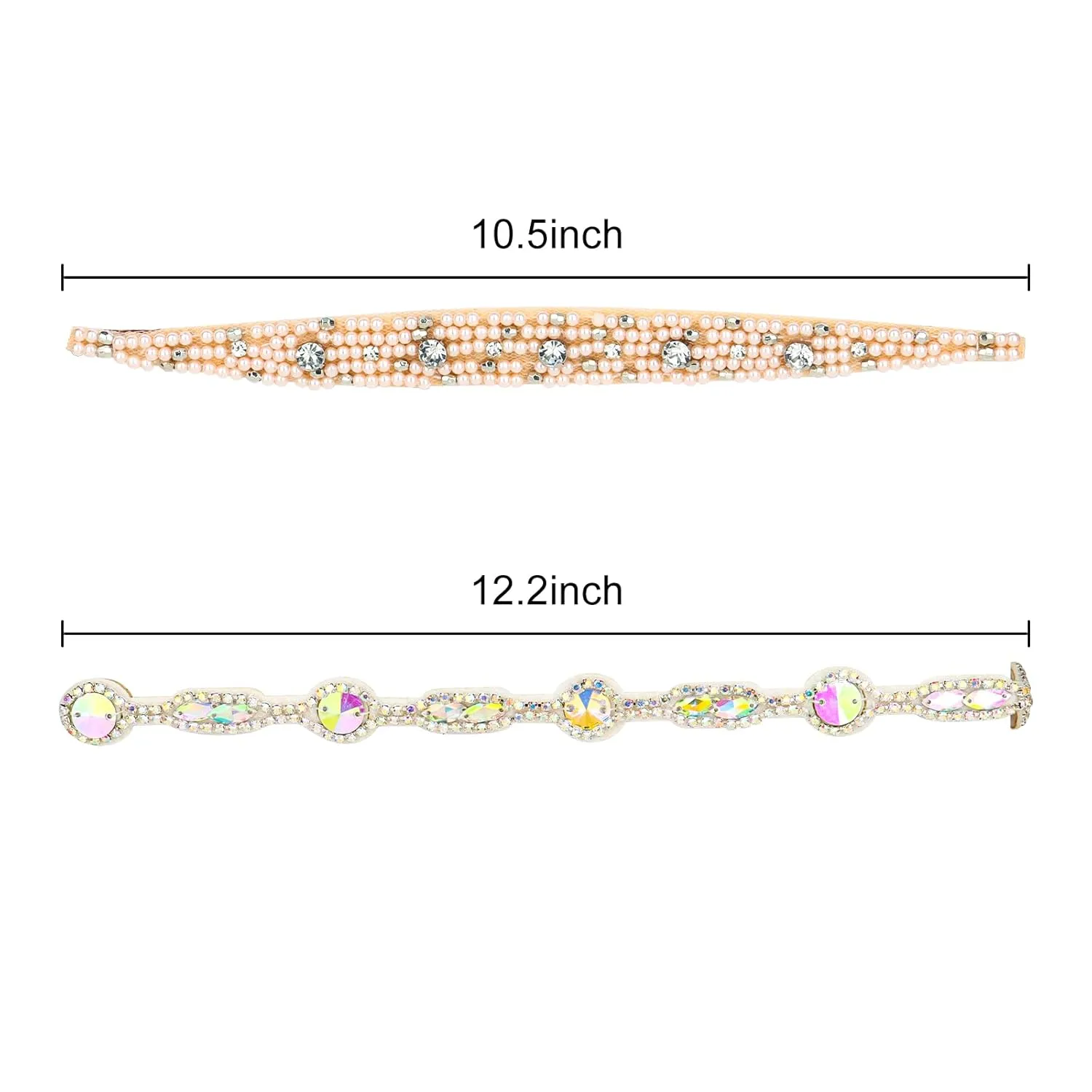 Headband for Women 2 Pieces Rhinestone Beaded Headbands Crystal Hairbands Elastic AB Rhinestones Hair Bands Sparkly Pearl Head Band Fashion Hair Accessories for Woman Girls