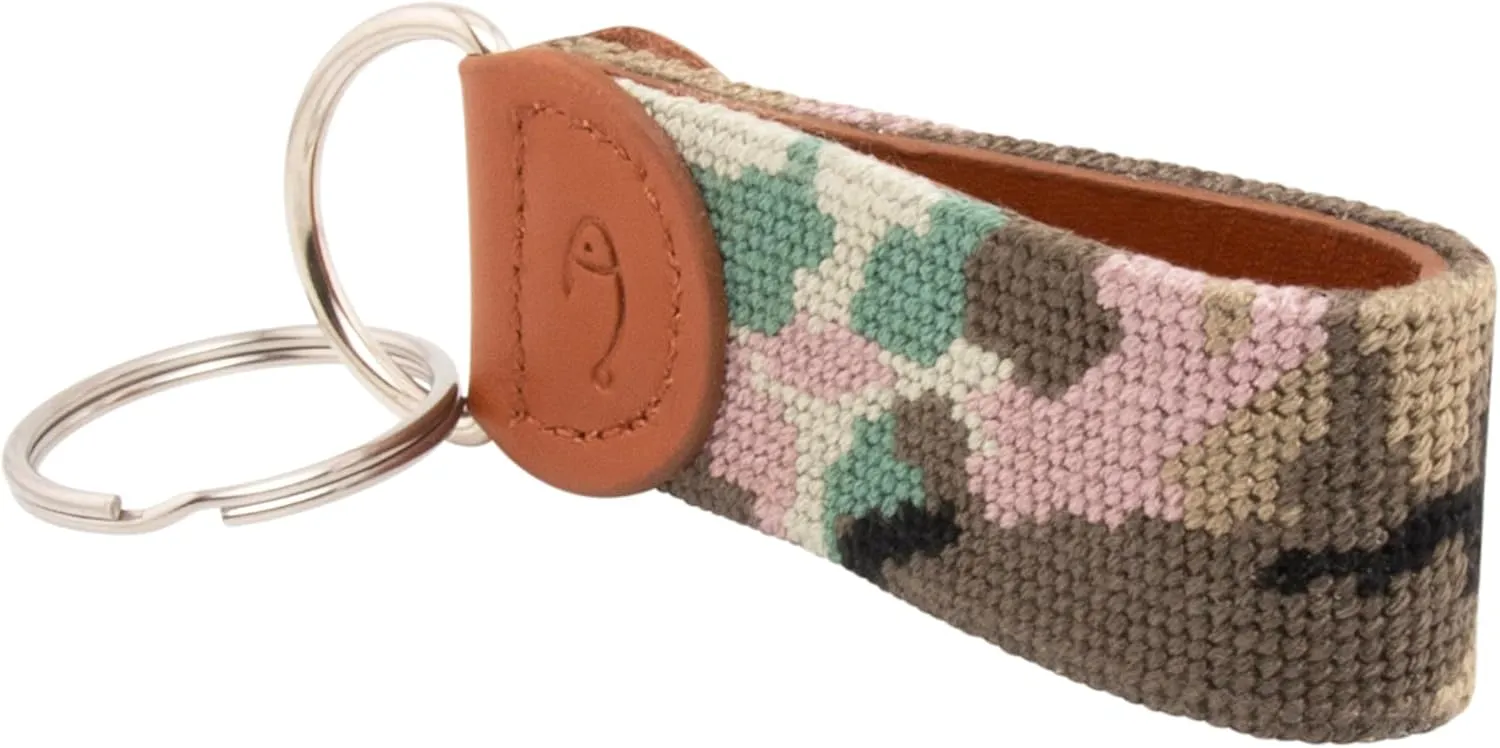 Leather Hand-Stitched Needlepoint Key Fob or Key Chain