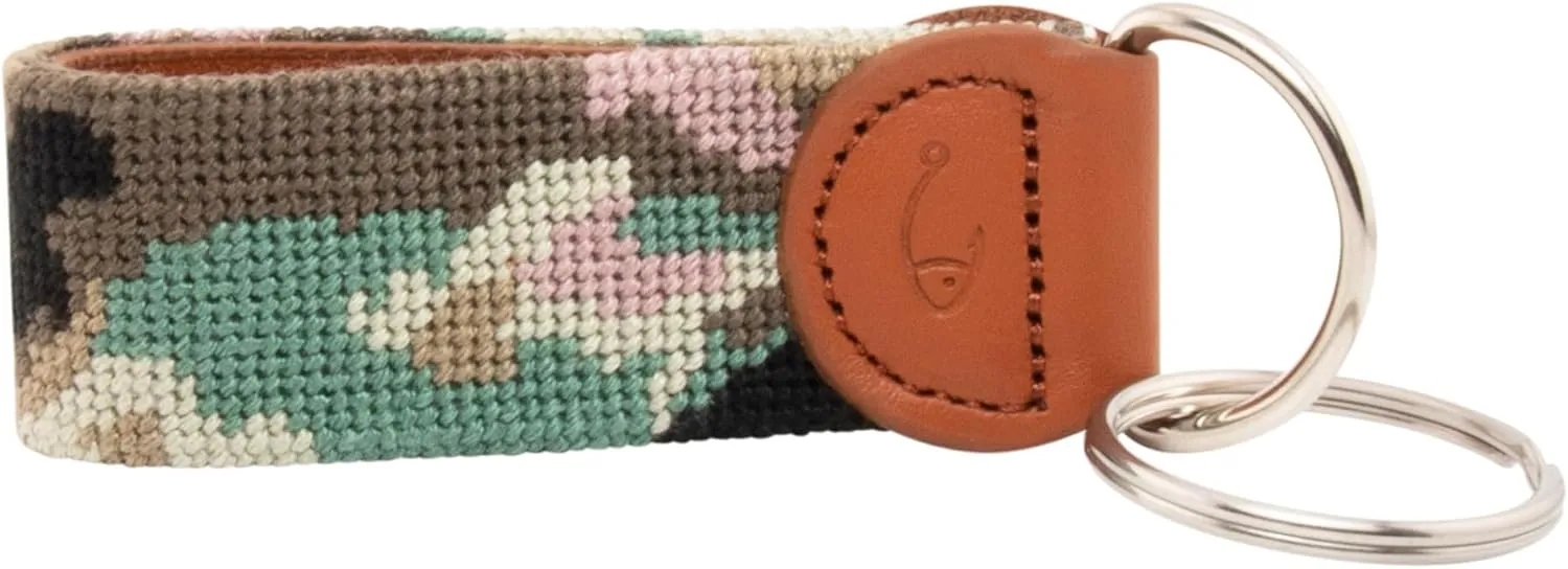 Leather Hand-Stitched Needlepoint Key Fob or Key Chain