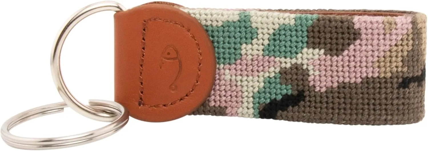 Leather Hand-Stitched Needlepoint Key Fob or Key Chain