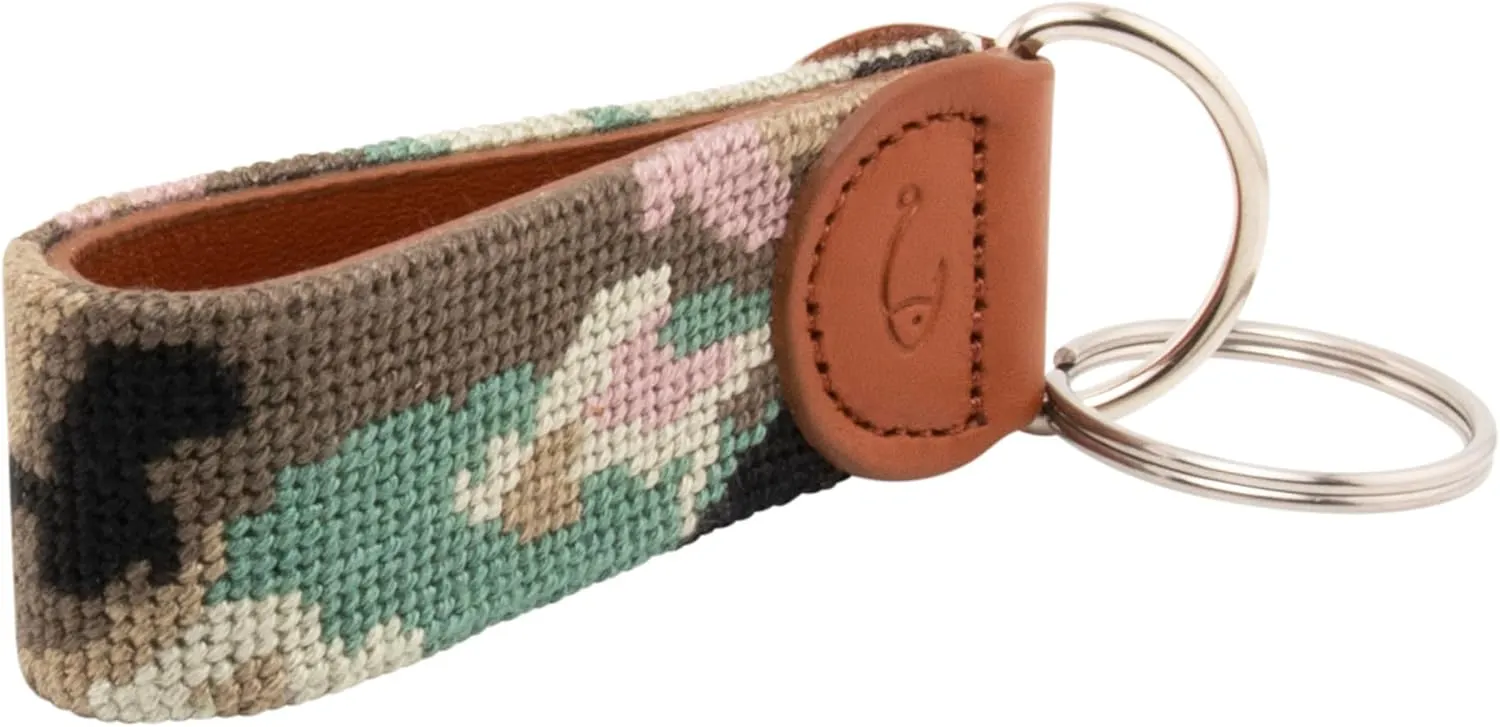 Leather Hand-Stitched Needlepoint Key Fob or Key Chain