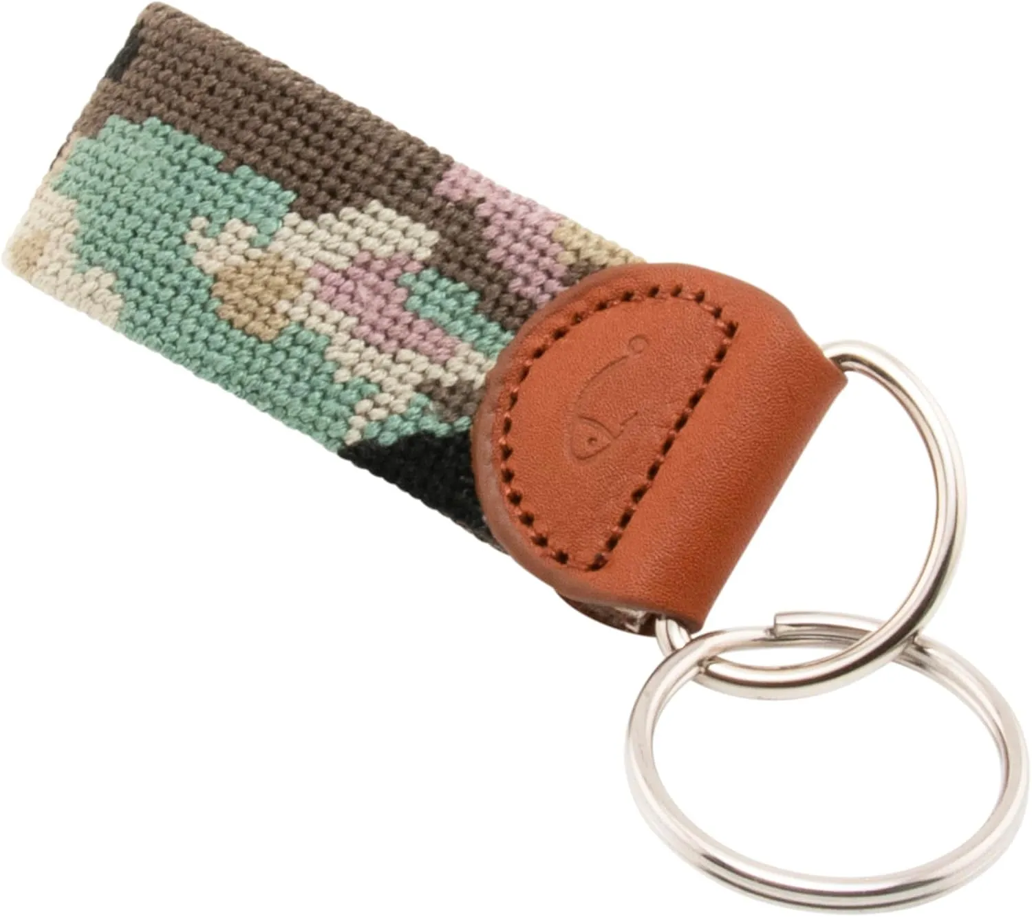 Leather Hand-Stitched Needlepoint Key Fob or Key Chain
