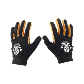 Lucky 13 Pirate Skull Leather & Textile Gloves Black / Yellow