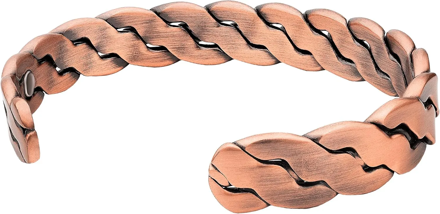 MagnetRX Copper Magnetic Bracelets  Effective Pure Copper Bracelet for Men and Women  Adjustable Cuff Bangles (Twisted Copper)