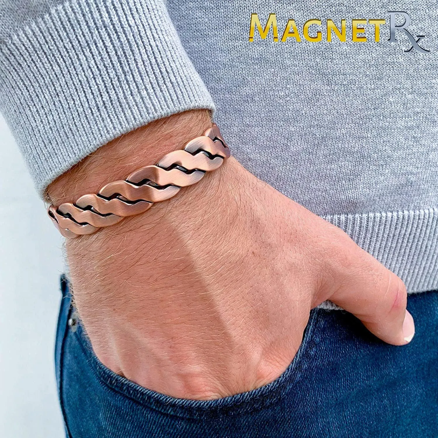 MagnetRX Copper Magnetic Bracelets  Effective Pure Copper Bracelet for Men and Women  Adjustable Cuff Bangles (Twisted Copper)