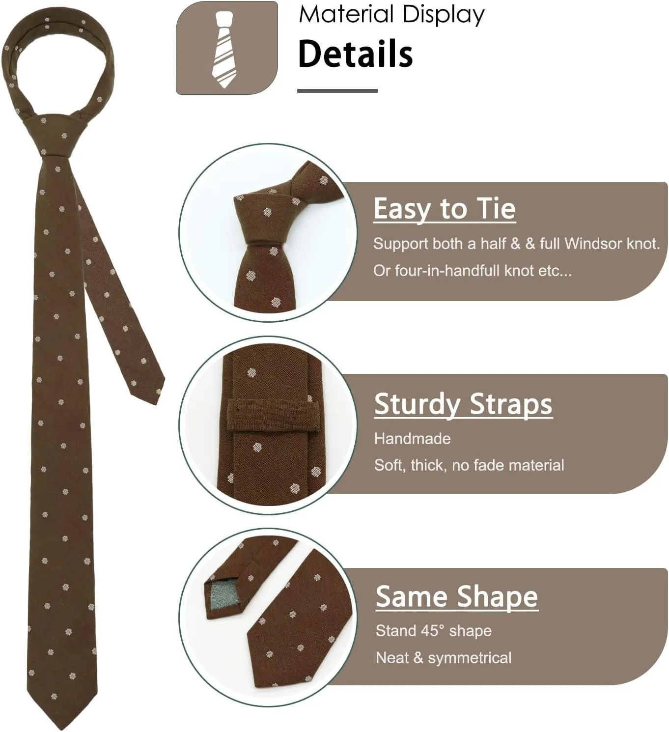 Mantieqingway Mens Tie Cotton Necktie Skinny Ties for Men for Wedding, Business, Missions, Party