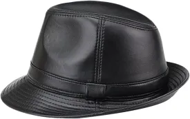 Mens Fedora Trilby Hats Unisex Gangster Panama Hat Vintage Leather Jazz Hat All Seasons