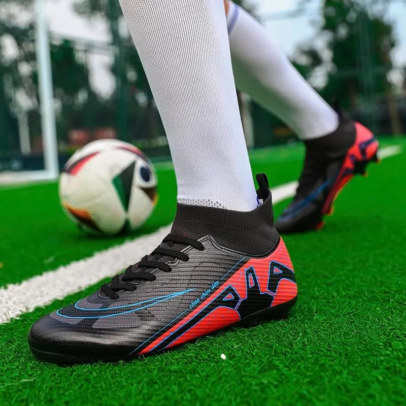 Men's Soccer Shoes High-Top Soccer Cleats Outdoor Breathable Athletic Professional Spikes Youth Boys Football Shoes Unisex Shoes Size 4.5-11