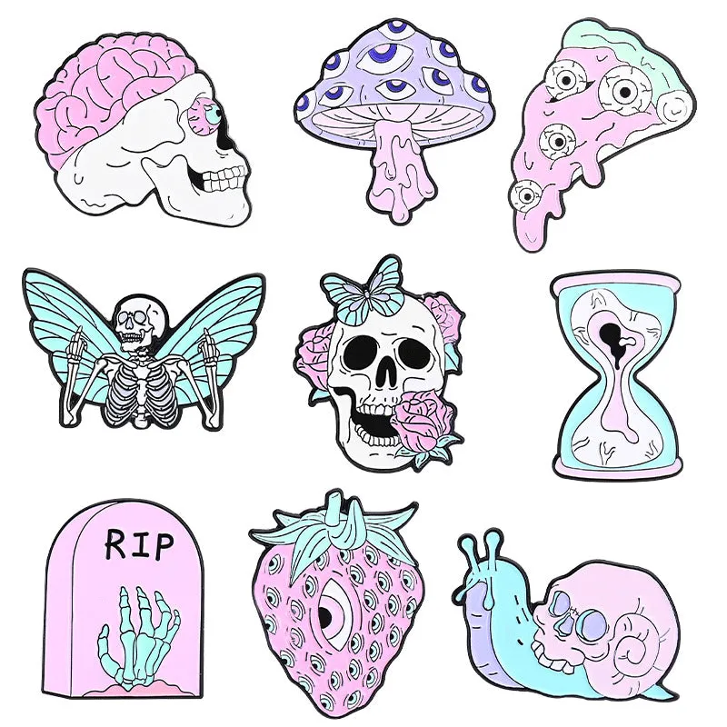 Pastel Goth Creepy Cute Enamel Pin Set