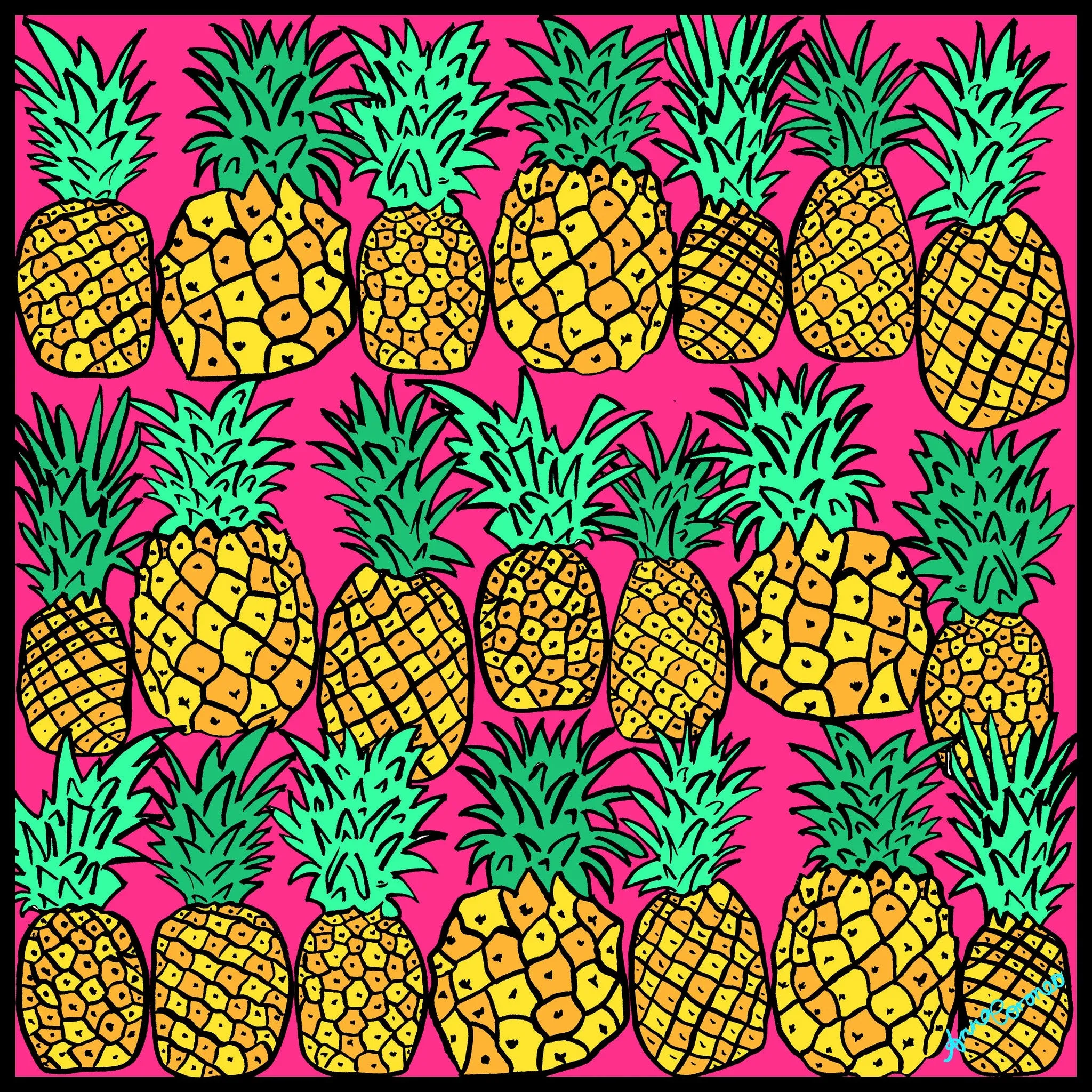 Pineapples Scarf - Yellow/Pink