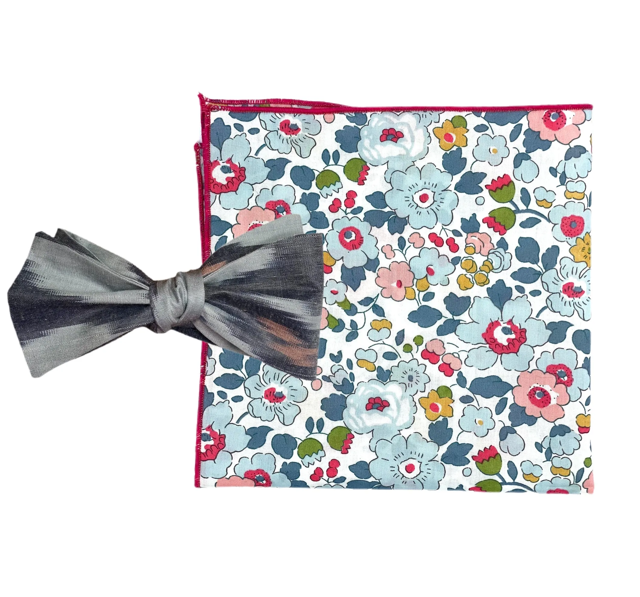 Pocket Square - Liberty of London- Grey, Mustard, Light Pink, Raspberry