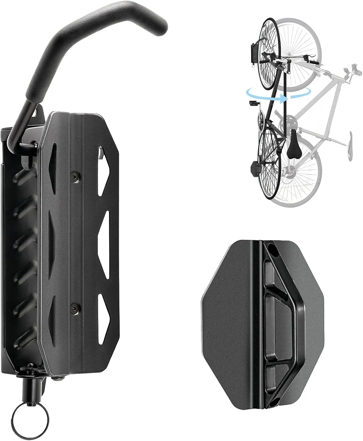 QAQ Swivel Bike Wall Mount, Vertical Bike Rack Garage Holds Up To 66lbs, Bike Hooks For Garage Space-Saving, Easy To Install -1 PACK