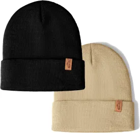 Rajputana 1 & 2 Packs Unisex Knit Winter Beanie Hats Cap Set for Men and Women