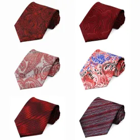 Red Patterned Neckties, 6-Pack