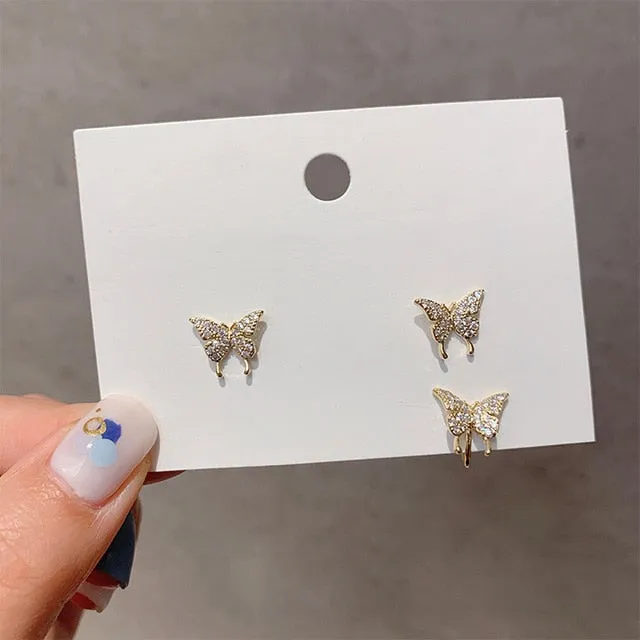 Rhinestone Stud Earrings | Rhinestone Drop Dangle Earring | Pendant Studs | Korean Style Earring | Metal long Earring | Drop Chain Earrings