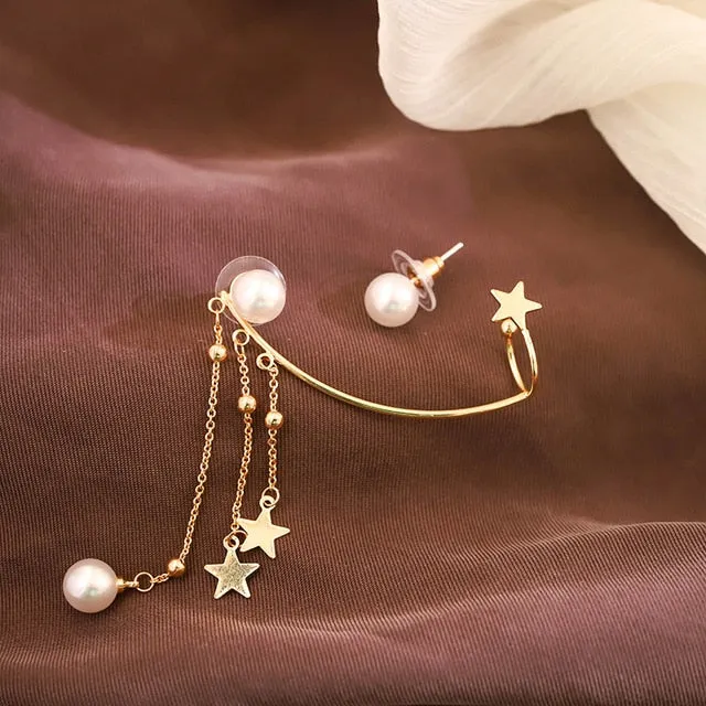 Rhinestone Stud Earrings | Rhinestone Drop Dangle Earring | Pendant Studs | Korean Style Earring | Metal long Earring | Drop Chain Earrings