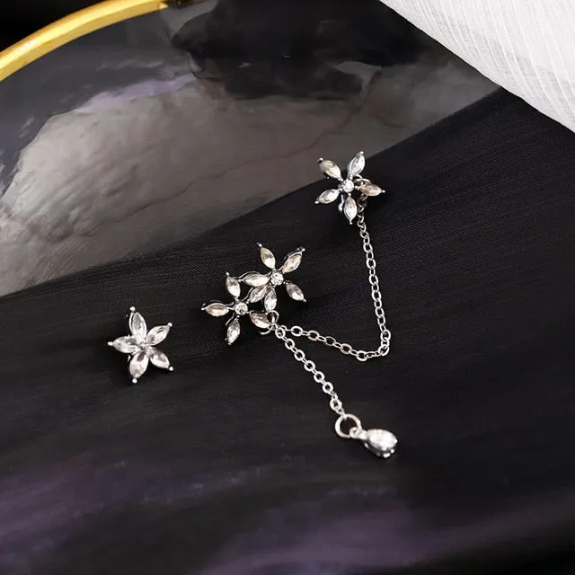 Rhinestone Stud Earrings | Rhinestone Drop Dangle Earring | Pendant Studs | Korean Style Earring | Metal long Earring | Drop Chain Earrings