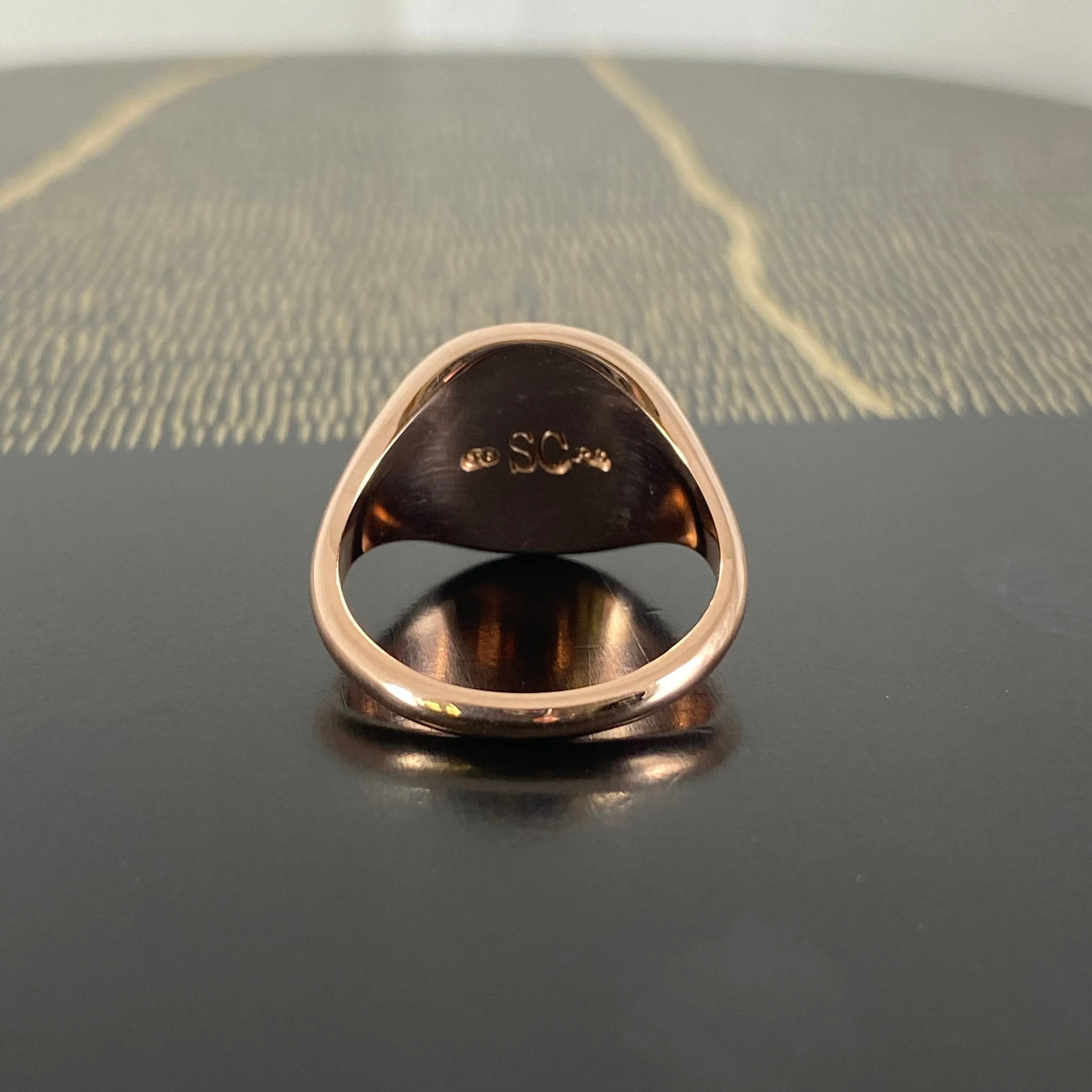 Round 14mm - 9 Carat Rose Gold Signet Ring